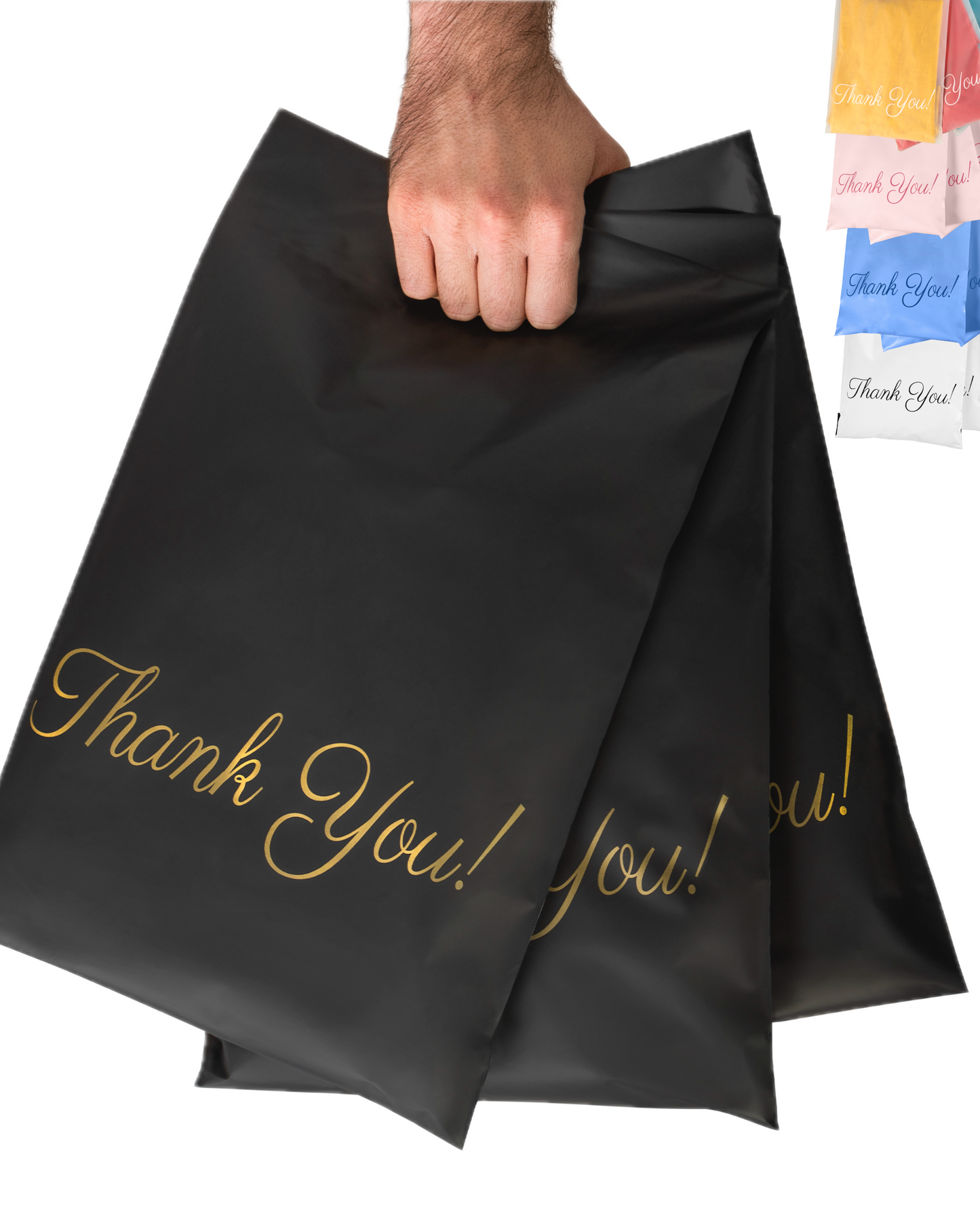 Black Poly Mailers with Handle 10x13 - 100 Pack